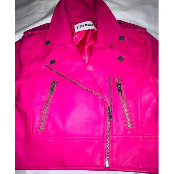 Steve Madden Cropped Faux Leather Motorcycle Moto Jacket - Women's Size XS - Picture 3 of 8